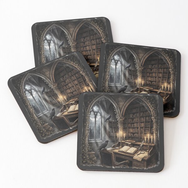 Item preview, Gothic Library Study - Moody Dark Academia Aesthetic Raven and Books designed and sold by VineVibe16Studio.