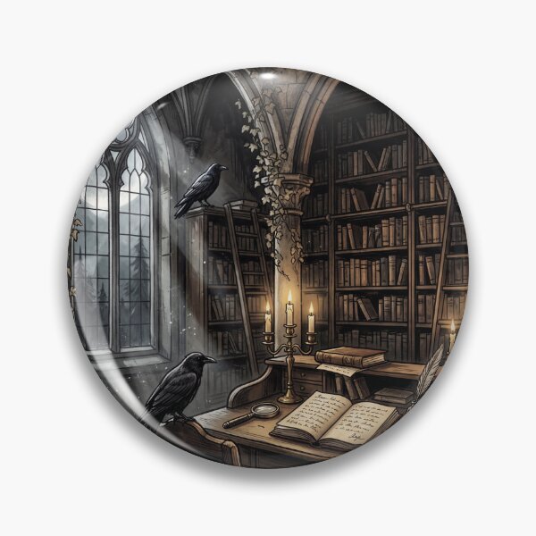 Item preview, Gothic Library Study - Moody Dark Academia Aesthetic Raven and Books designed and sold by VineVibe16Studio.