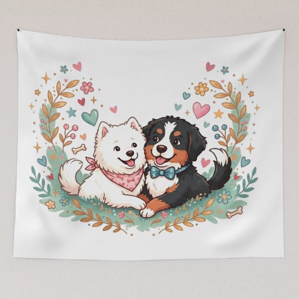 Item preview, Cute Dog Couple Love Illustration designed and sold by ExploreAura Studio.