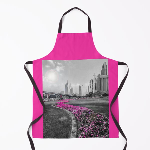 Item preview, DUBAI URBAN BLOOM | Black & White Skyline Road with Pink Flowers | Trade City Dubai Aesthetic designed and sold by BlueberrySwan.