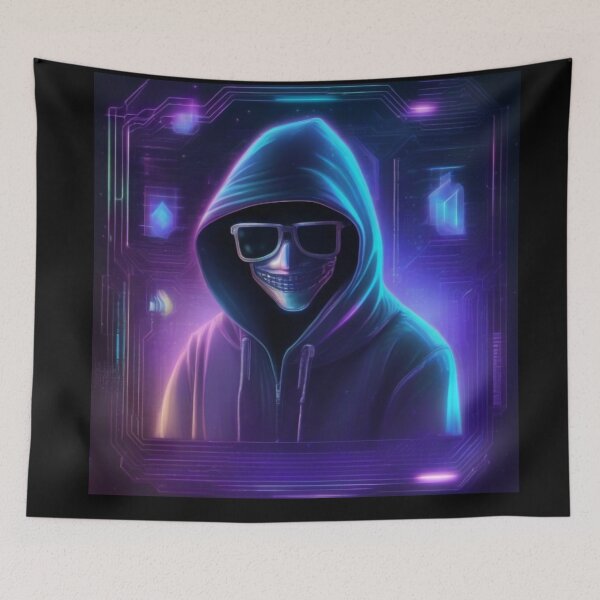 Item preview, Cyberpunk Hacker - Neon Street Art Hoodie Stealth & Tech Aesthetic designed and sold by JALNERVION SHOP.