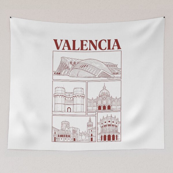 Item preview, Valencia Spain City Architecture Landmarks Line Art designed and sold by k3rstman1.