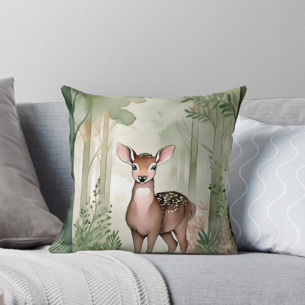 Item preview, Cute Baby Deer in Forest Watercolor – Fawn Illustration, Woodland Animal Art, Nature Scene, Nursery Decor, Whimsical Wildlife designed and sold by Wildflower Mama Designs.