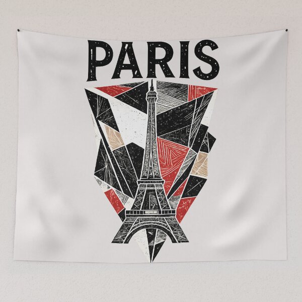 Item preview, Paris Eiffel Tower Vintage Geometric Art designed and sold by Ekracreatives.