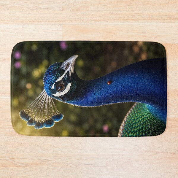 Item preview, Elegant Peacock Portrait with Ladybug – Cinematic Wildlife Glow designed and sold by Kimberly Palmer.