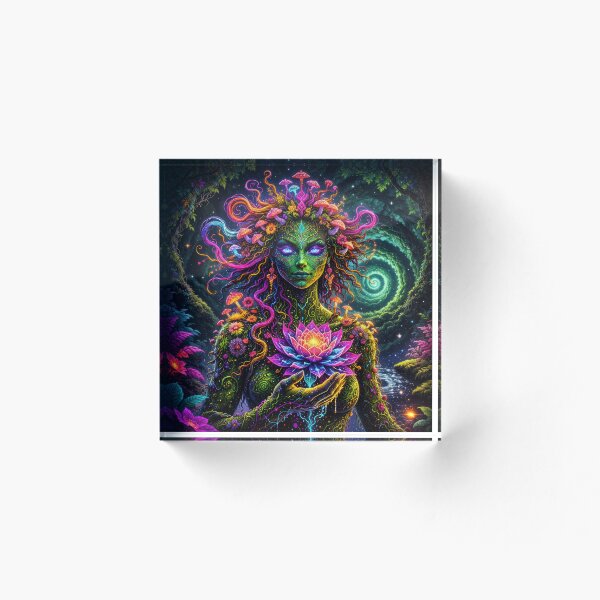 Artikelvorschau, Laborvisionen 117: Waldgeistfrau hält leuchtende Lotusblume entworfen und verkauft von The Psychedelic Anarchist.