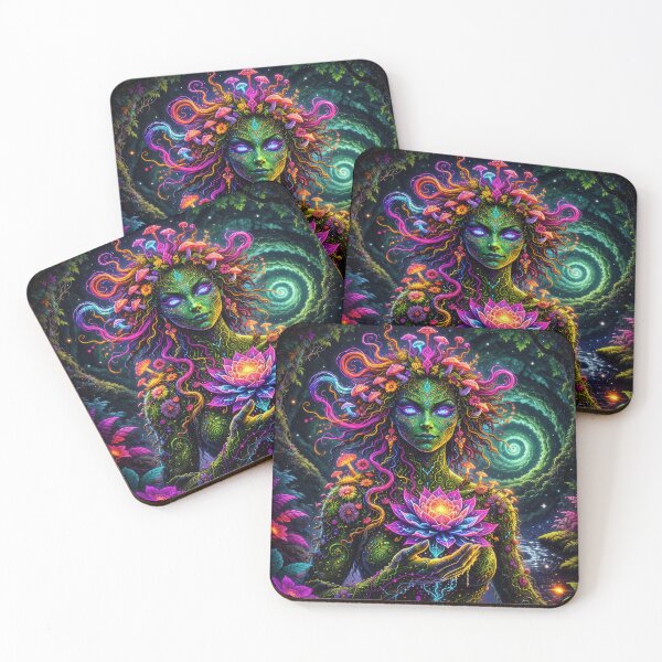 Item preview, Lab Visions 117: Forest Spirit Woman Holding Glowing Lotus Flower designed and sold by The Psychedelic Anarchist.