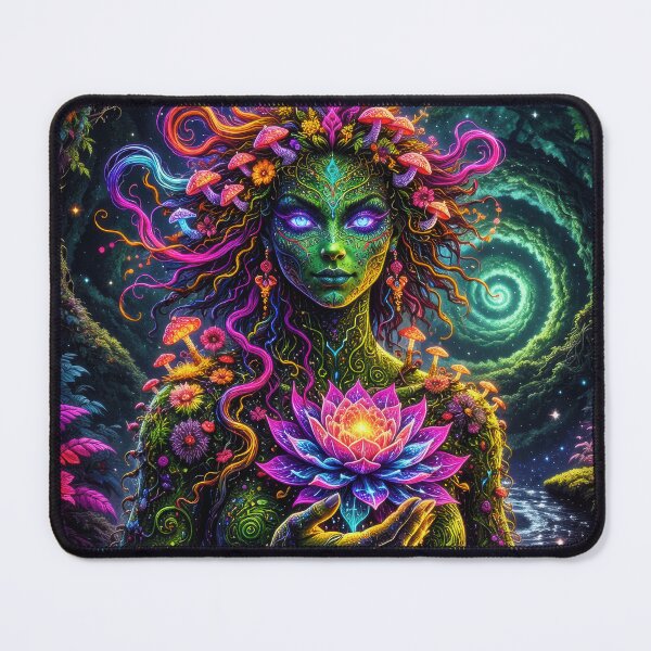 Item preview, Lab Visions 117: Forest Spirit Woman Holding Glowing Lotus Flower designed and sold by The Psychedelic Anarchist.