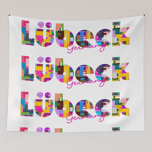 Item preview, Lübeck, Germany, Vibrant Abstract City Typography Art designed and sold by Wanderful-roads.