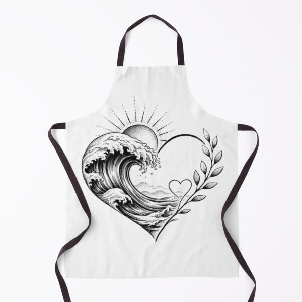 Item preview, Ocean Heart Wave | Stipple Art Sunset & Botanical Leaves designed and sold by ZairDesign.