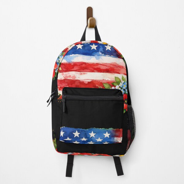 Item preview, Watercolor American Flag with Red Poppies and Daisies designed and sold by FOFANOS28.