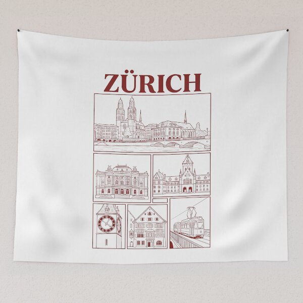 Item preview, Zurich Cityscape Landmarks Swiss Architecture Sketch designed and sold by k3rstman1.