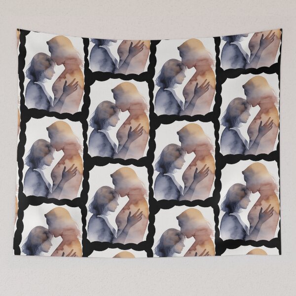 Item preview, Watercolor Lovers Silhouette Romantic designed and sold by RedCircleArt.
