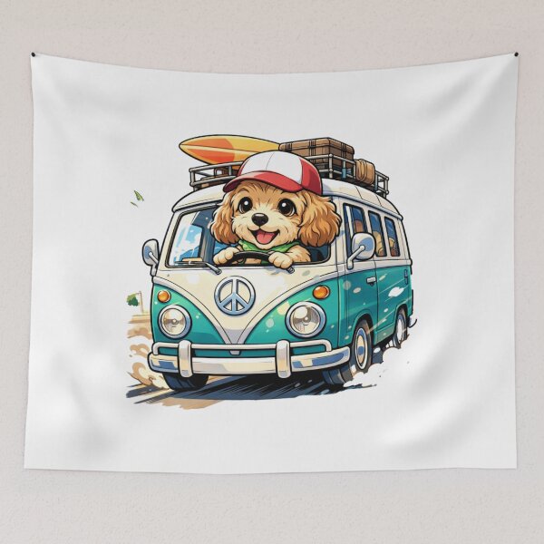 Item preview, Road trip Pup – Retro Camper Van Adventure Dog designed and sold by Teacuppupdesign.