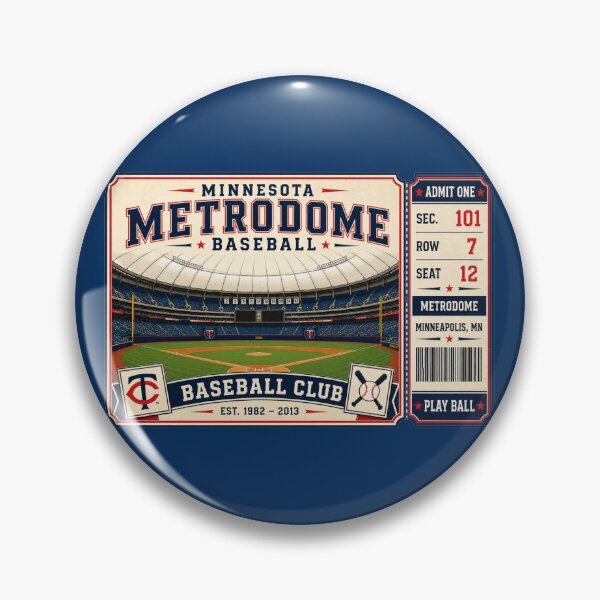 Item preview, Minnesota Metrodome Vintage Ticket Poster Retro Baseball Stadium Art Minneapolis Dome Baseball Club designed and sold by GhostDawgs.
