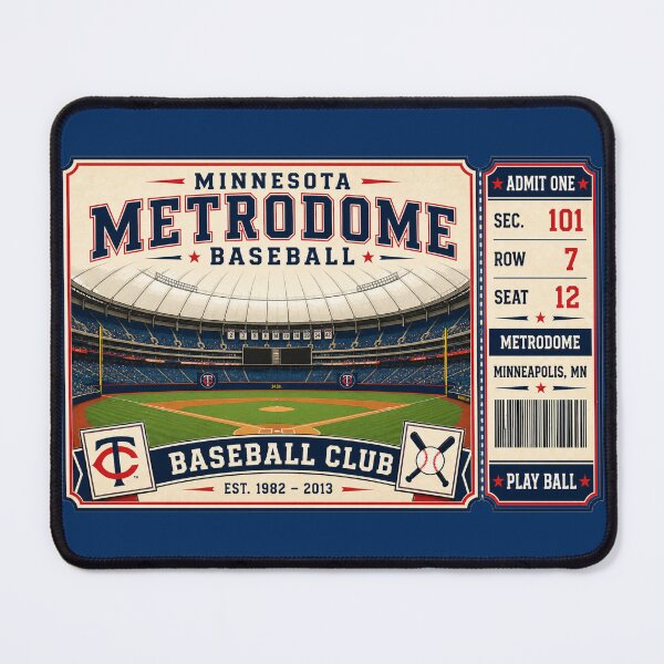 Item preview, Minnesota Metrodome Vintage Ticket Poster Retro Baseball Stadium Art Minneapolis Dome Baseball Club designed and sold by GhostDawgs.