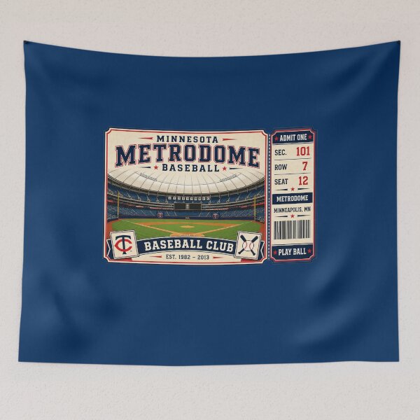 Item preview, Minnesota Metrodome Vintage Ticket Poster Retro Baseball Stadium Art Minneapolis Dome Baseball Club designed and sold by GhostDawgs.