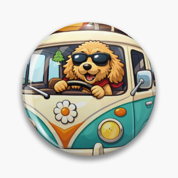 Artikelvorschau, Sonniger Roadtrip mit dem Hund – Retro-Campervan-Abenteuer für Hunde entworfen und verkauft von Teacuppupdesign.