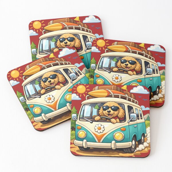 Item preview, Sunny Road Trip Pup – Retro Camper Van Dog Adventure designed and sold by Teacuppupdesign.
