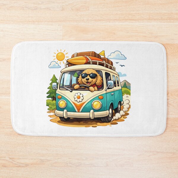 Item preview, Sunny Road Trip Pup – Retro Camper Van Dog Adventure designed and sold by Teacuppupdesign.