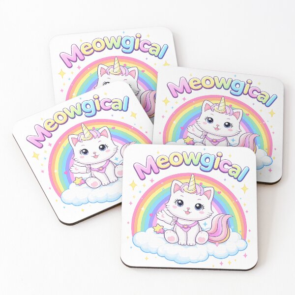 Item preview, Meowgical Cat Unicorn Shirt – Cute Kawaii Rainbow Kitty Unicorn Design designed and sold by Clothes With Smiling Animals Walt Gral.