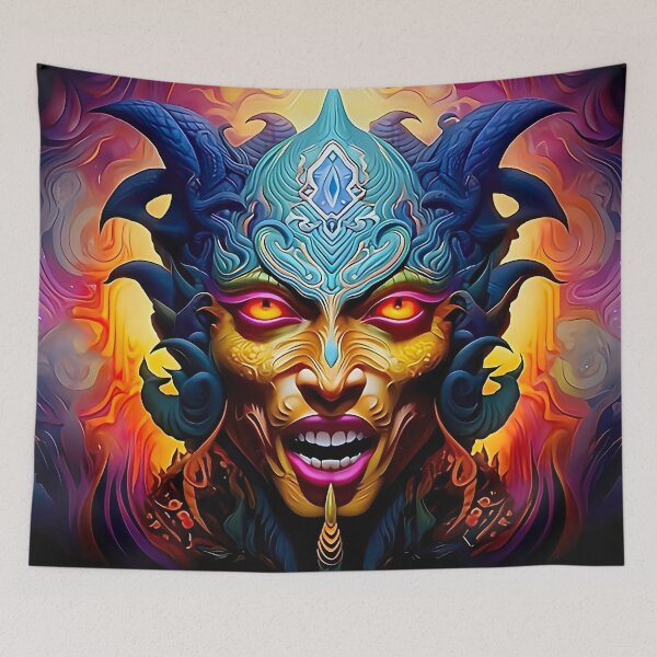 Item preview, Demonic Chaos Goddess – Psychedelic Fiery Eyes Face designed and sold by Dominik1994.