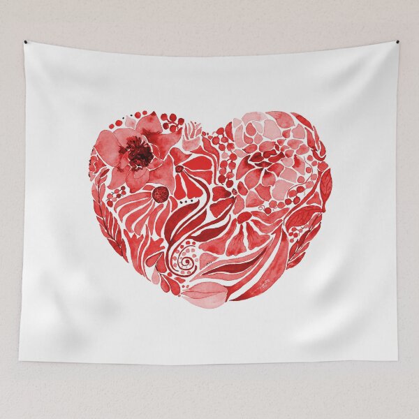 Item preview, Red floral watercolor heart designed and sold by AlinaArt&Design.