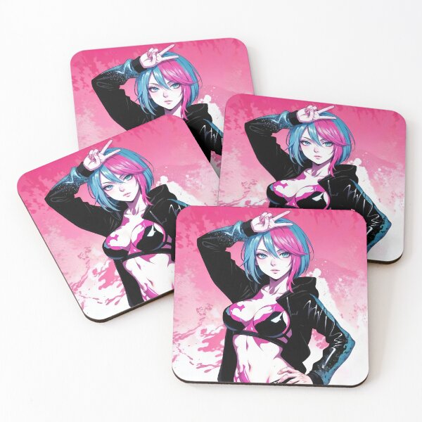 Item preview, Anime Cyberpunk Girl Neon Pink Blue Aesthetic designed and sold by D6rkT3chDemon.
