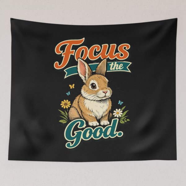 Item preview, Focus The Good Cute Bunny Rabbit Positive Message designed and sold by Tsugraf Designs.