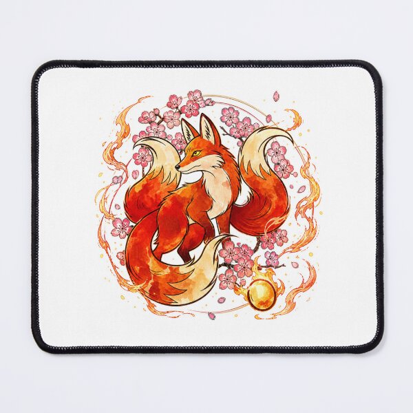 Item preview, Japanese Kitsune - Nine-Tailed Fox & Cherry Blossoms designed and sold by KireaDesigns.