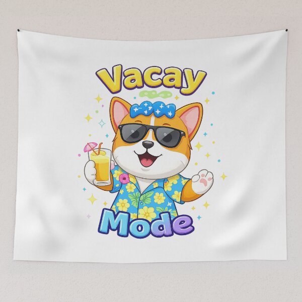 Item preview, Vacay Mode Dog Shirt – Cute Kawaii Summer Corgi Vacation Design designed and sold by Clothes With Smiling Animals Walt Gral.