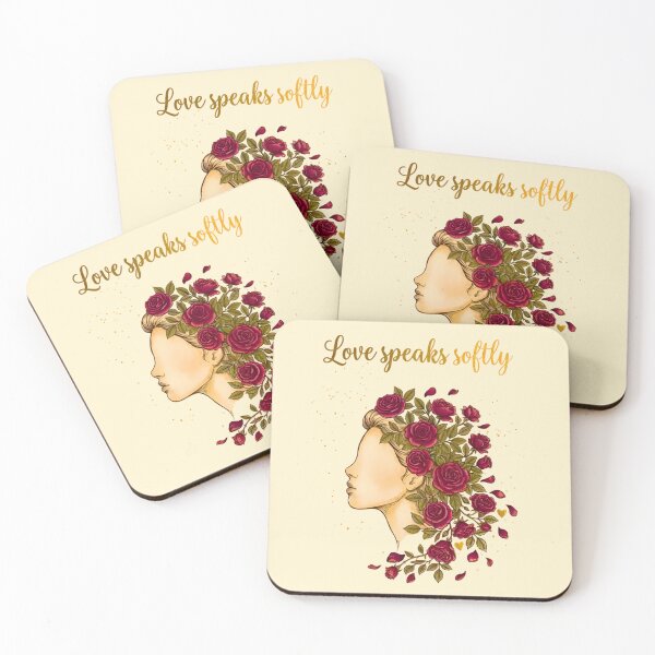 Item preview, Love Speaks Softly Feminine Profile Burgundy Roses Line Art Self Love Gift designed and sold by Good Vibes .