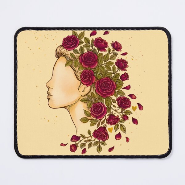 Item preview, Love Speaks Softly Feminine Profile Burgundy Roses Line Art Self Love Gift designed and sold by Good Vibes .