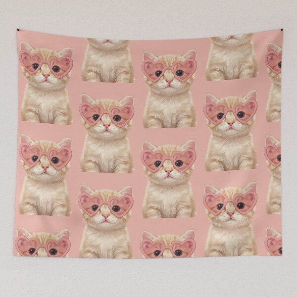 Item preview, Cute cat with heart shape glasses designed and sold by Ranasko.