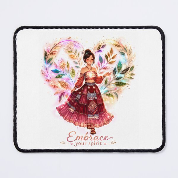 Item preview, Embrace Your Spirit Boho Anime Girl – Magical Heart Floral Art designed and sold by KireaDesigns.