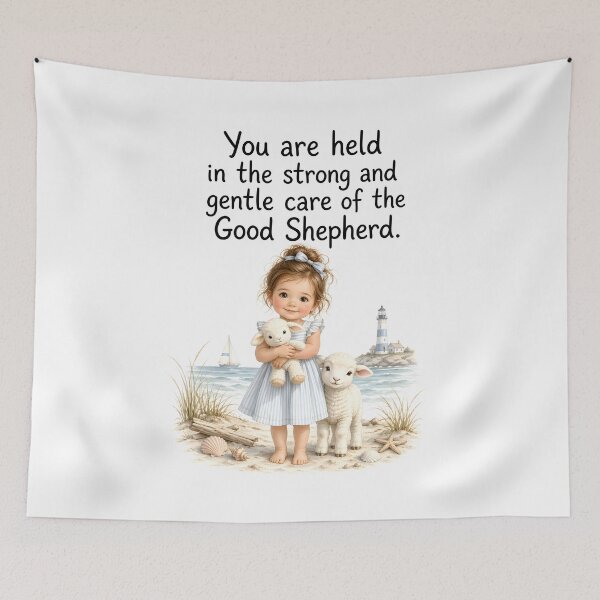 Item preview, Good Shepherd Christian Nursery Girl Lamb Beach Wall Art designed and sold by LoveNurseries.