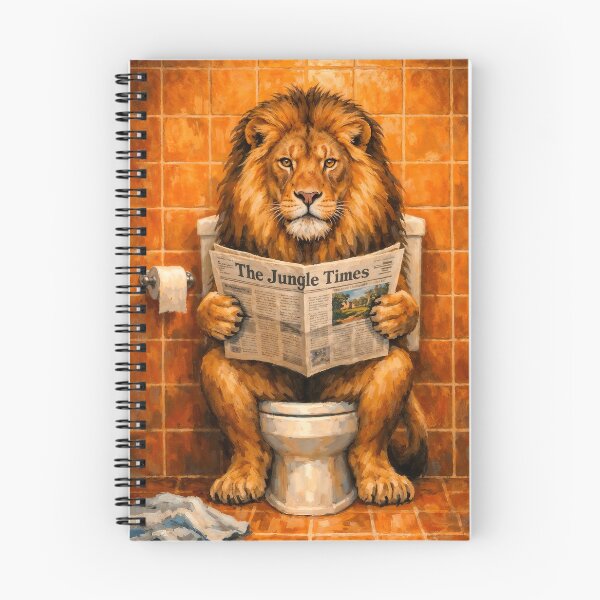 Item preview, A lion reads the newspaper in the bathroom designed and sold by paulrommer.