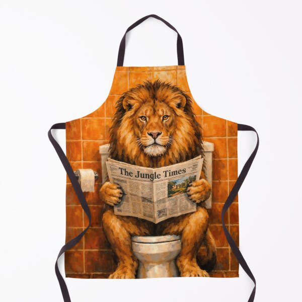 Item preview, A lion reads the newspaper in the bathroom designed and sold by paulrommer.