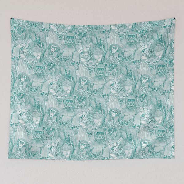Item preview, just african jungle animals teal white designed and sold by scrummy.