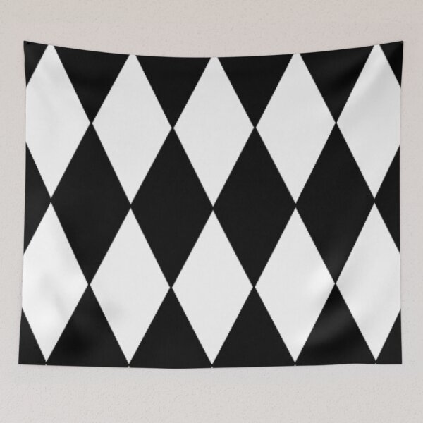 Item preview,  LARGE BLACK AND WHITE HARLEQUIN- DIAMOND- ARGYLE  PATTERN DESIGNED FOR HOME DECOR AND CLOTHING designed and sold by ozcushionstoo.