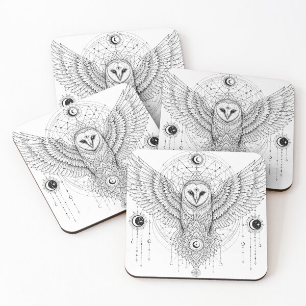 Item preview, Sacred Barn Owl Mandala Open Wings designed and sold by suryabumblee.