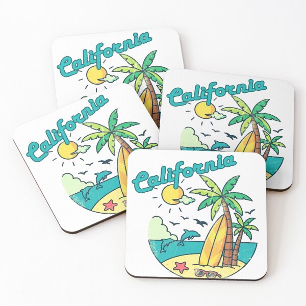 Item preview, California Retro Beach Sticker — Vintage Surf Palm Tree Dolphin Design designed and sold by DonnaRaine.