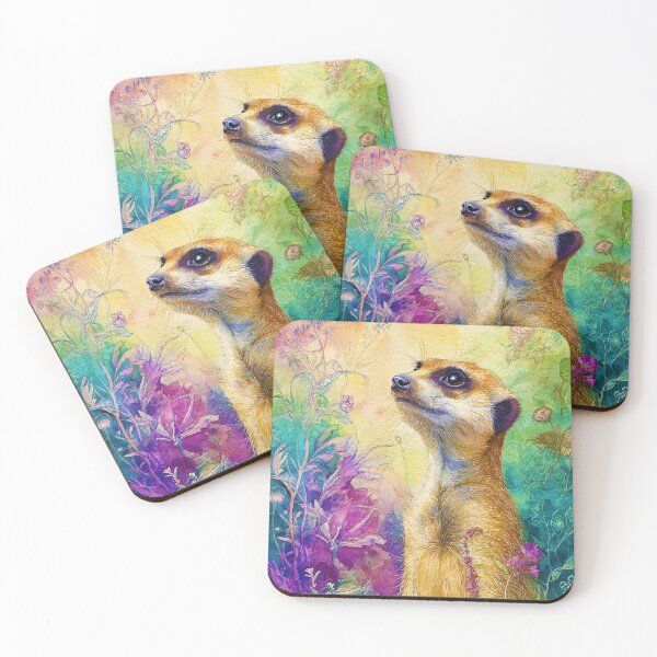 Item preview, Watercolor Meerkat Portrait with Wildflower Garden Background designed and sold by RyanPhamDesigns.