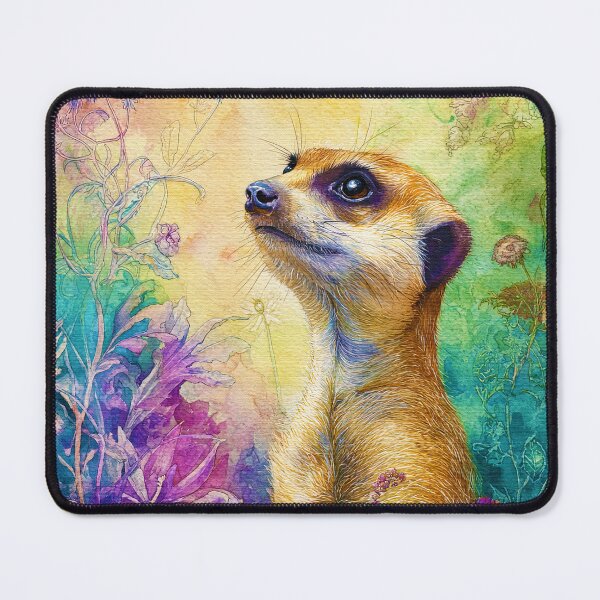 Item preview, Watercolor Meerkat Portrait with Wildflower Garden Background designed and sold by RyanPhamDesigns.