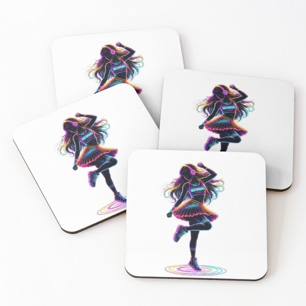 Item preview, Unstoppable Neon Glow Girl – Retro Synthwave Dance Aesthetic designed and sold by KireaDesigns.