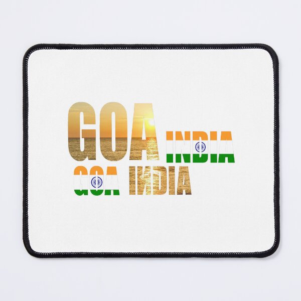 Item preview, Word Goa India and the ocean at sunset on black background designed and sold by ArtEventET.