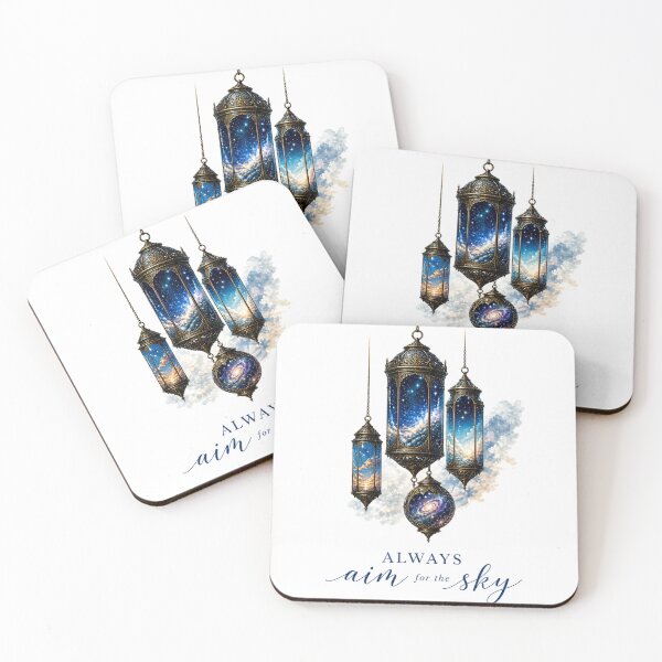 Item preview, Always Aim for the Sky Galaxy Lanterns – Dreamy Celestial Quote Art designed and sold by KireaDesigns.