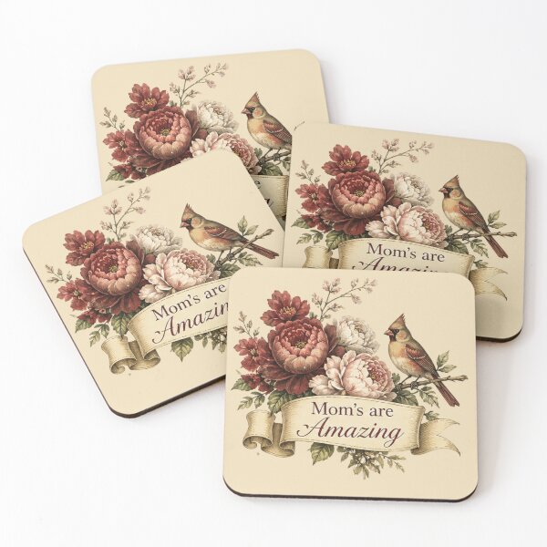 Item preview, Mom’s Are Amazing Cardinal Bird Floral Design | Vintage Mother’s Day Gift Art  Main Tag designed and sold by WildbuntingStudio.