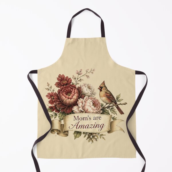 Item preview, Mom’s Are Amazing Cardinal Bird Floral Design | Vintage Mother’s Day Gift Art Main Tag designed and sold by WildbuntingStudio.
