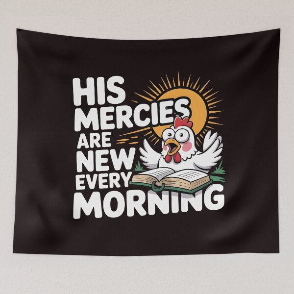 Item preview, His Mercies Are New Every Morning Chicken – Funny Chicken Bible Religious Quote Inspirational Message designed and sold by Redgiant87x.